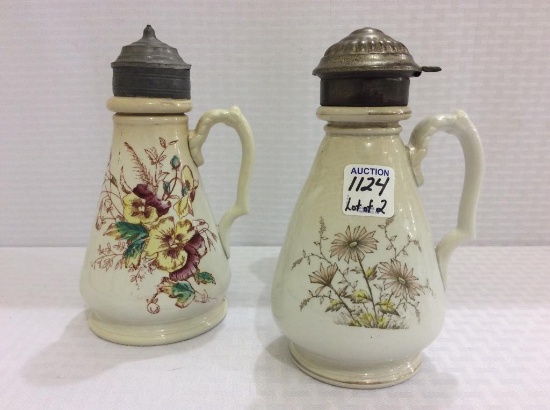Lot of 2 Floral Paint Ironstone China Syrup