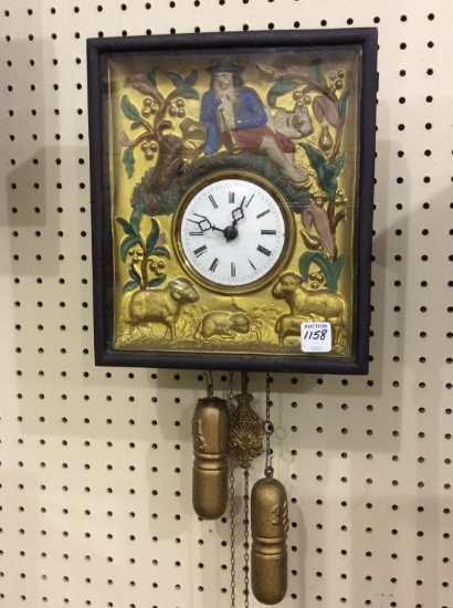 Wall Hanging Clock w/ Weights w/ Ornate