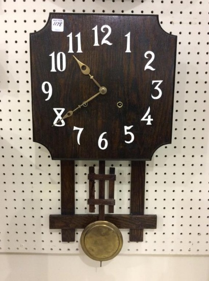 Mission Oak Wall Hanging Keywind Clock