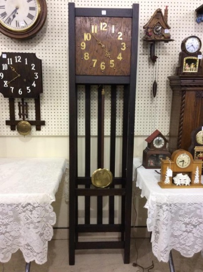 Lg. Mission Oak Keywind Grandfather Style Clock