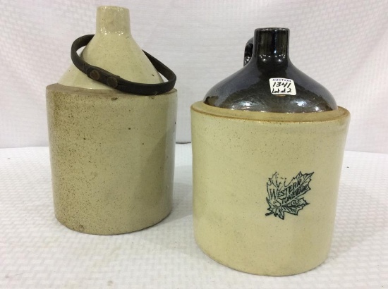 Lot of 2 Stoneware Jugs Including One Quart