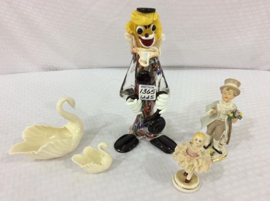 Lot of 5 Including Murano Glass Clown