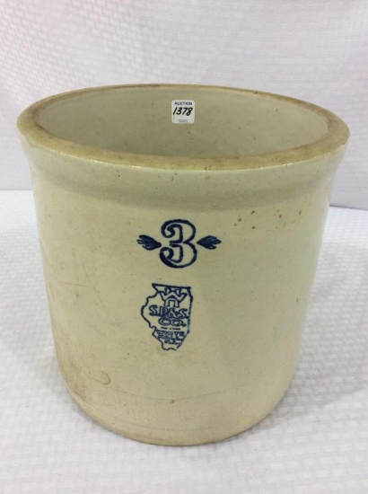3 Gal Stoneware Crock Front Marked White Hall