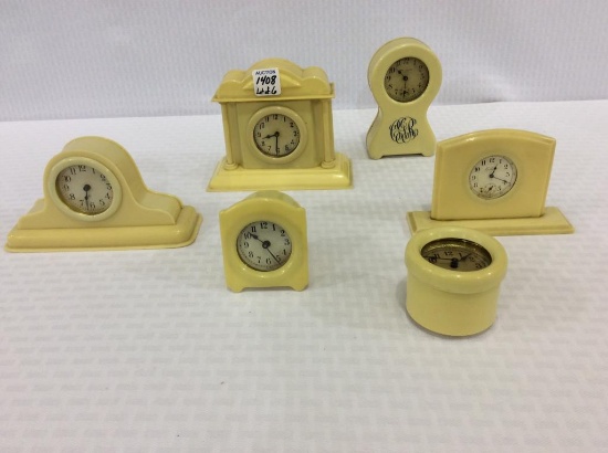 Lot of 6 Sm. Celluloid Wind Up Clocks