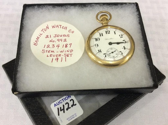Hamilton Watch Co. 21 Jewel No. 992 1234187