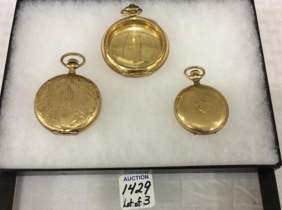 Lor of 3 Empty Pocket Watch Cases including