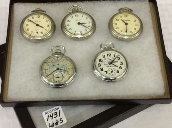 Lot of 5 Open Face Pocket Watches Including