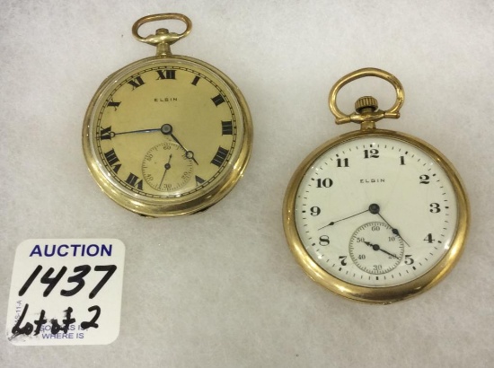 Lot of 2 Open Face Elgin Pocket Watches