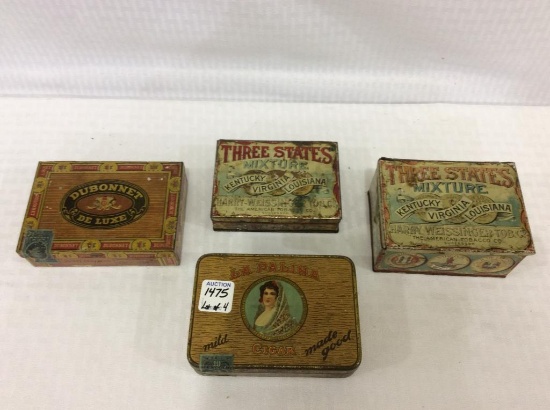 Lot of 4 Sm. Tobacco Tins Including