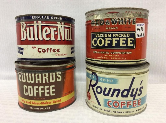 Lot of 4 Coffee Tins Including