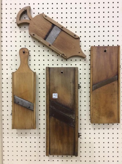 Lot of 4 Vintage Wood Kraut Cutters