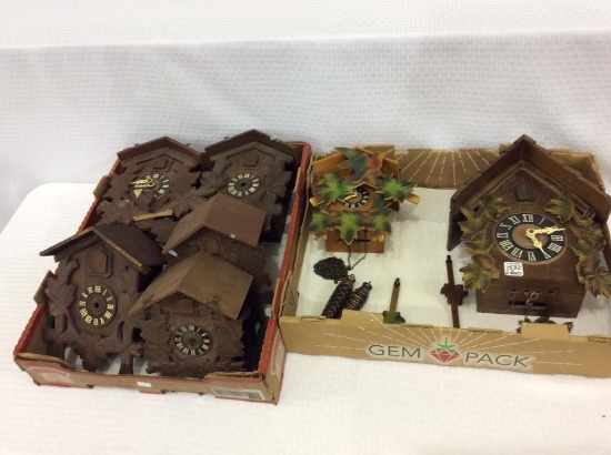 2 Boxes of Cuckoo Clocks Mostly Parts Only