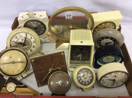 Lot of 13 Various Alarm Clocks & Other