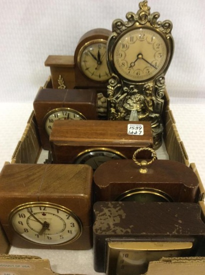 Lot of 7 Mostly Electric Clocks Including United,