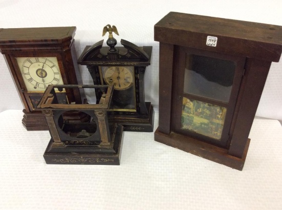 Lot of 4 Including Iron Clock Case Only,
