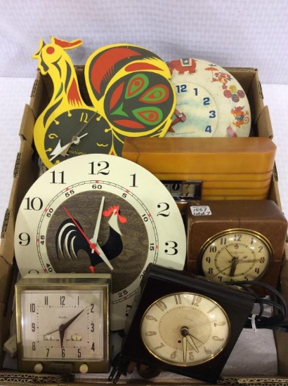 Lot of 7 Various Clocks Including Electric