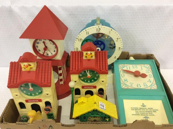 Lot of 6 Plastic Children's Clocks Including