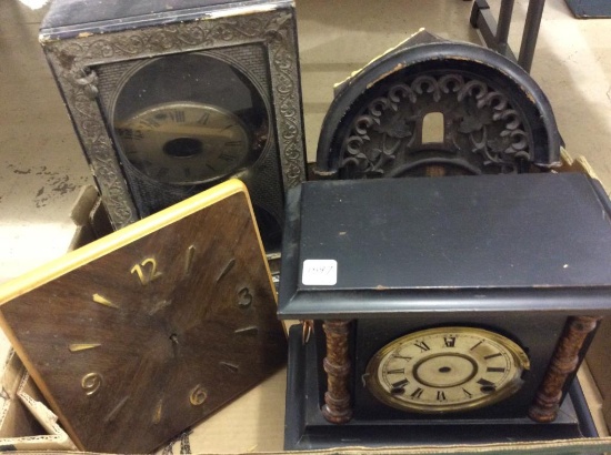 Lot of 4 Various Clocks-Parts Only