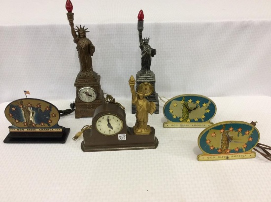Lot of 6 Statue of Liberty Design Clocks