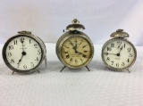 Lot of 3 Various Wind Up Alarm Clocks