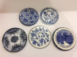 Lot of 5 Blue & White Tea Tile Trivets