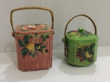 Lot of 2 Fruit Design Japan Biscuit Jars