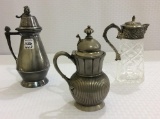 Lot of 3 Syrup Pitchers Including
