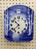 Blue & White Porcelain Keywind Hanging Wall Clock-