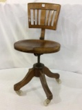 Antique Wood Swivel Adjustable Chair