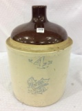 4 Gal Stoneware Jug Front Marked Western