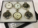 Lot of 6 Westclox Open Face Pocket Watches