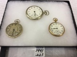 Lot of 3 Various Open Face Pocket Watches