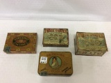 Lot of 4 Sm. Tobacco Tins Including