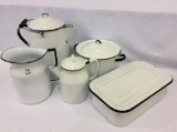 Lot of 5 Black & White Porcelainware Pieces