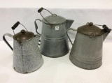 Lot of 3 Grey Granite Graduated Size Coffee