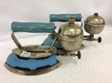 Lot of 2 Blue Porcelain Vintage Irons