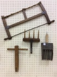 Lot of 4 Primitive Tools Including Saw,