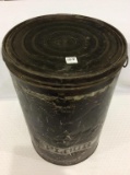 Lg. Primitive Flour Tin w/ Lid Marked