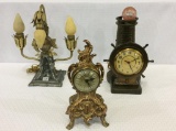 Lot of 3 Clocks Including  Metal Clock w/ 3