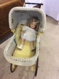 Vintage Wicker Baby Buggy