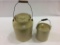 Lot of 2 Stoneware Jars w/ Lids & Handles