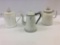 Lot of 3 White Porcelain Coffee Pots Including
