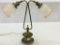 Electrified Brass Lamp w/ Dbl Globe Shades