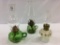 Lot of 3 Sm. Glass Kerosene Lamps w/ Chimneys