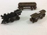 Lot of 3 Iron Toys Including 2 Railway Cars