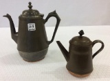 Lot of 2 Tinware Coffee Pots w/ Copper Bottoms