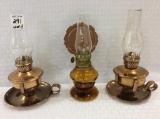 Lot of 3 Sm.  Kerosene Lamps