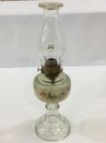 Glass Pedestal Kerosene Lamp w/
