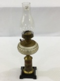 Metal Base Glass Kerosene Lamp w/ Chimney