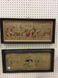 Lot of 2 Antique Framed Stitchery Pieces